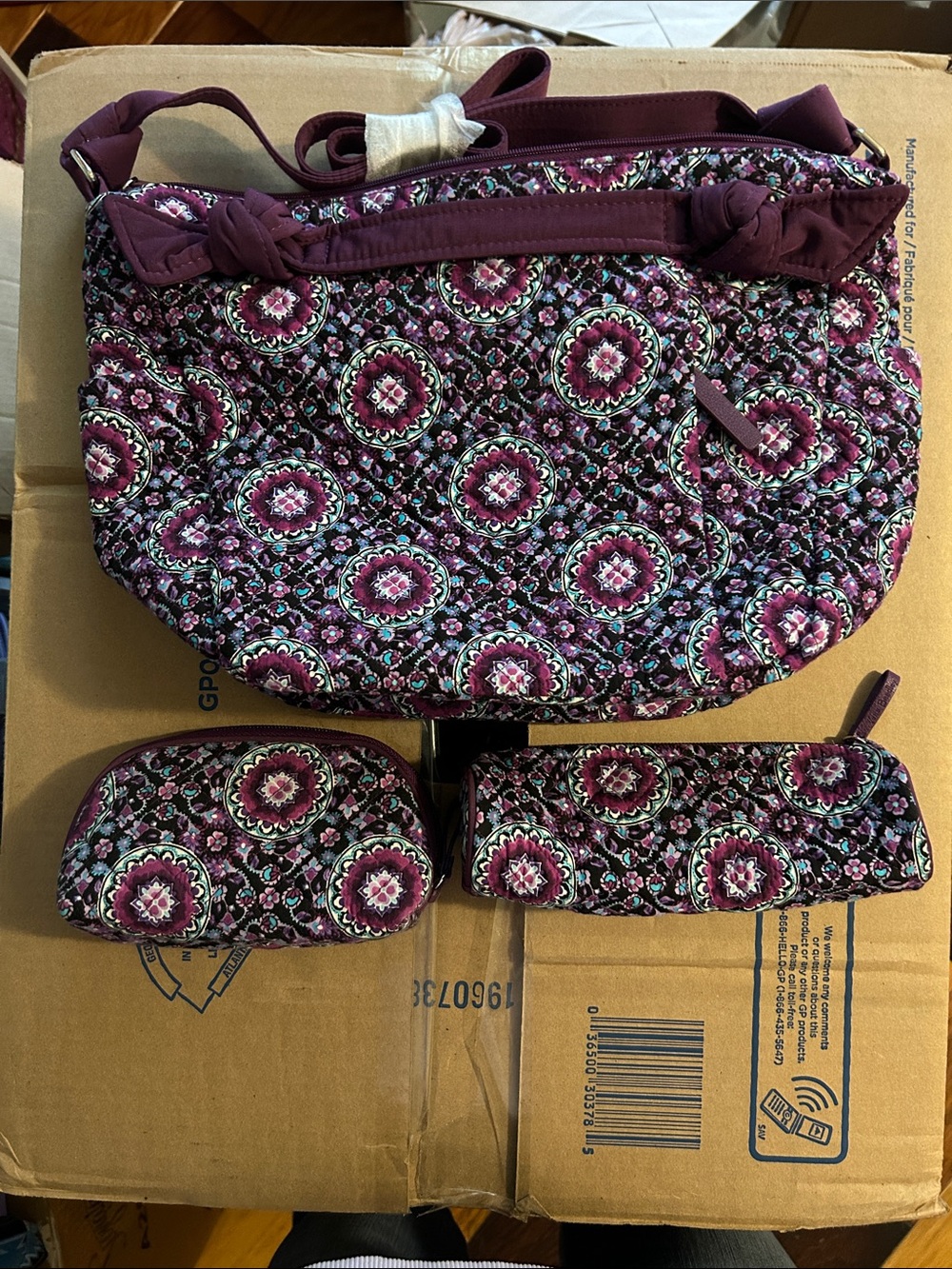 Vera Bradley quilted shoulder bag with matching pouches